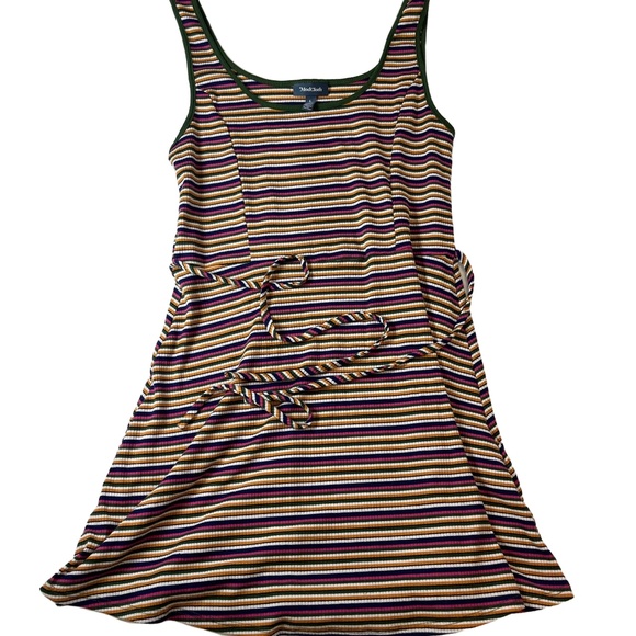 ModCloth Multicolor Striped Sleeveless Scoop Neck Belted Waist Dress Large - Picture 1 of 7